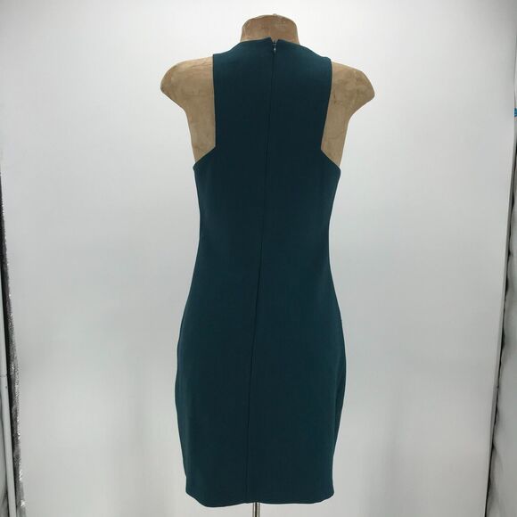 Annie Griffin Dress Womens 4 Teal Green Sheath Sleeveless Halter Jeweled Collar - Picture 4 of 12